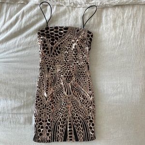 Sequin Gold and Black Mini Dress